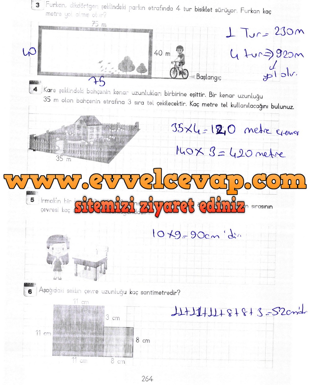 3. Sınıf Meb Yayınları Matematik Ders Kitabı Sayfa 264 Cevapları