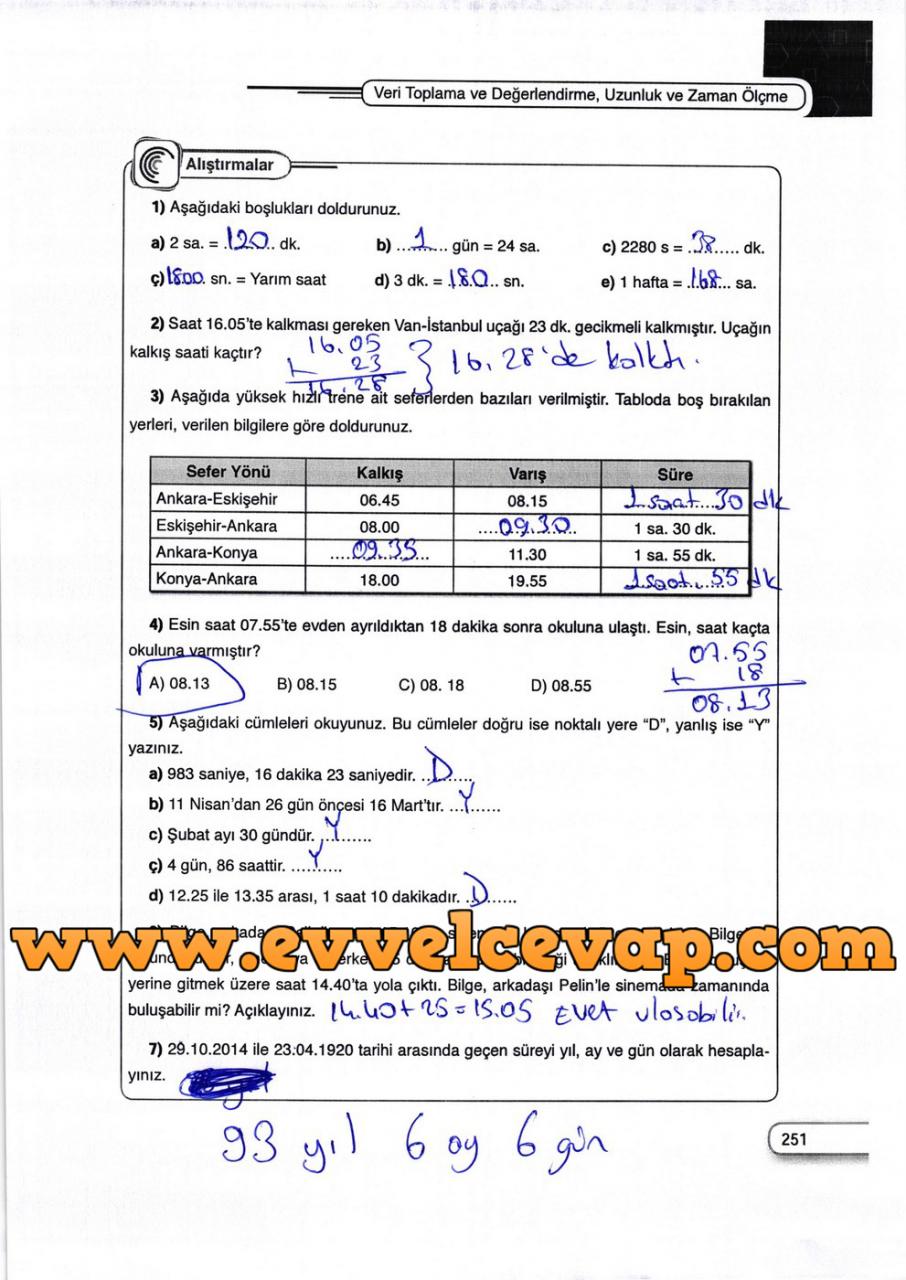 5. Sınıf Dikey Yayıncılık Matematik Ders Kitabı Sayfa 251 Cevabı