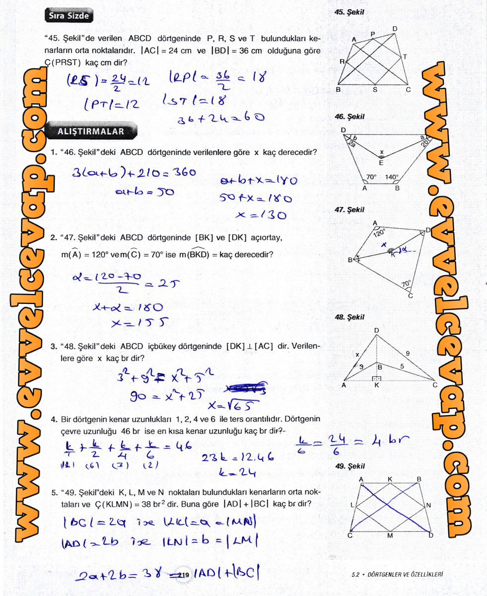 10. Sınıf Aydın Yayıncılık Matematik Ders Kitabı Sayfa 219 Cevabı