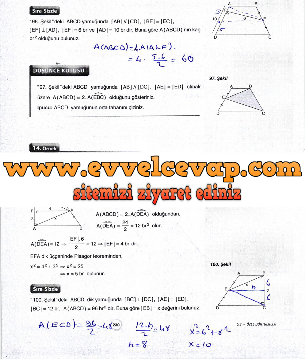 10. Sınıf Aydın Yayıncılık Matematik Ders Kitabı Sayfa 230 Cevabı