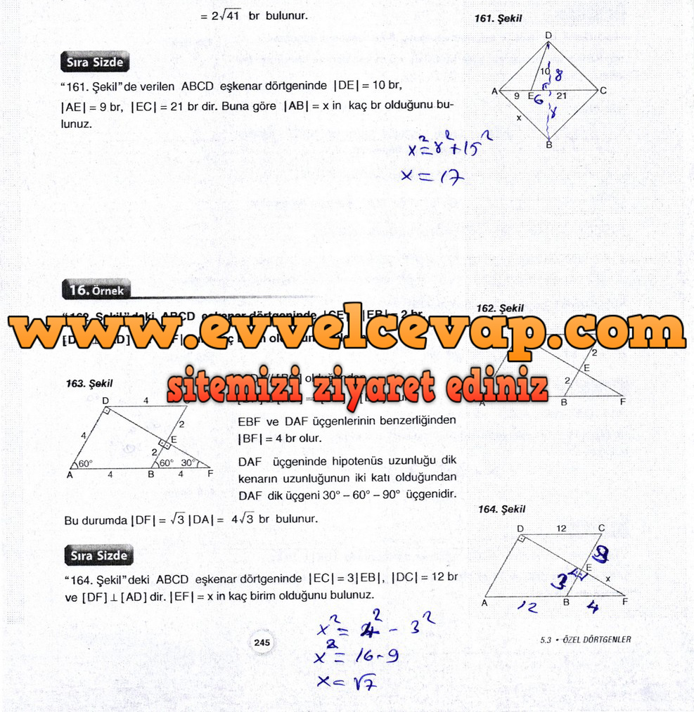 10. Sınıf Aydın Yayıncılık Matematik Ders Kitabı Sayfa 245 Cevabı
