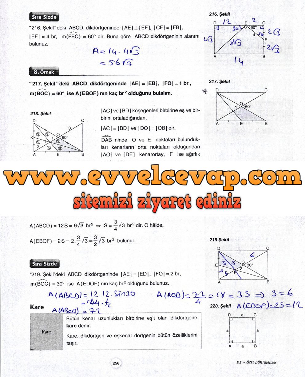 10. Sınıf Aydın Yayıncılık Matematik Ders Kitabı Sayfa 256 Cevabı