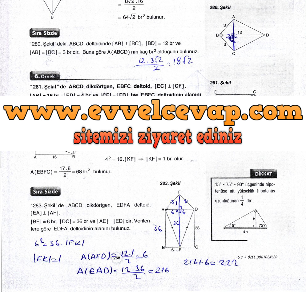 10. Sınıf Aydın Yayıncılık Matematik Ders Kitabı Sayfa 268 Cevabı