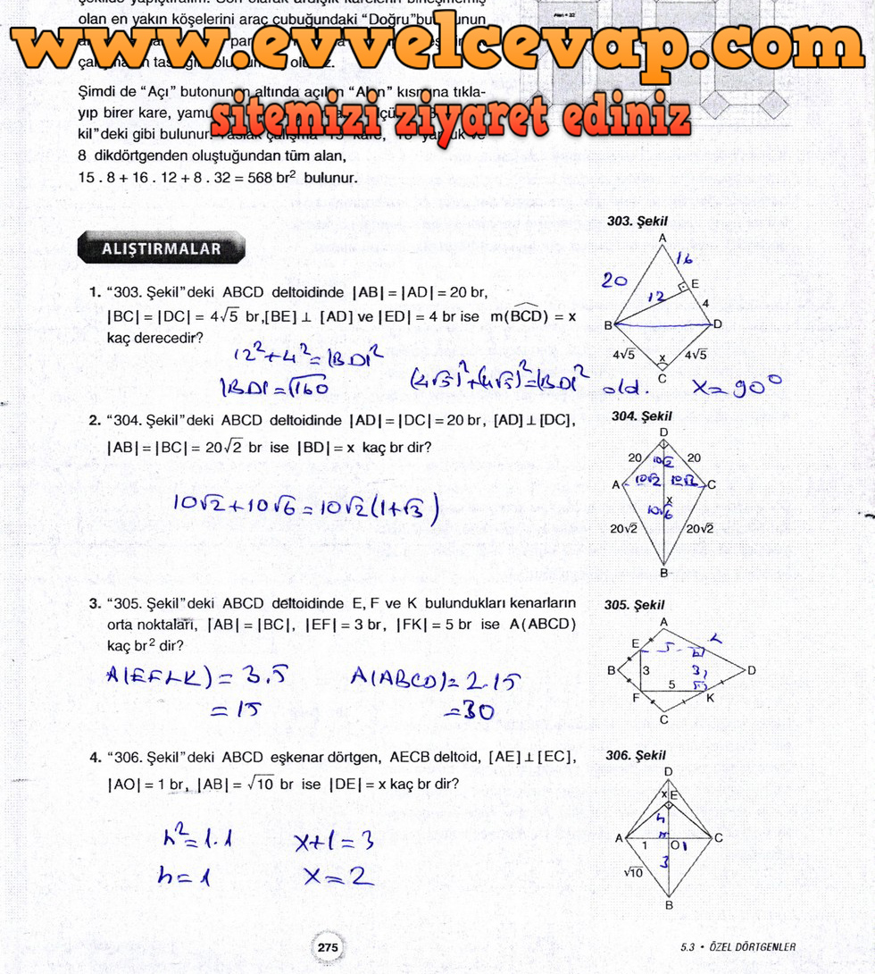 10. Sınıf Aydın Yayıncılık Matematik Ders Kitabı Sayfa 275 Cevabı