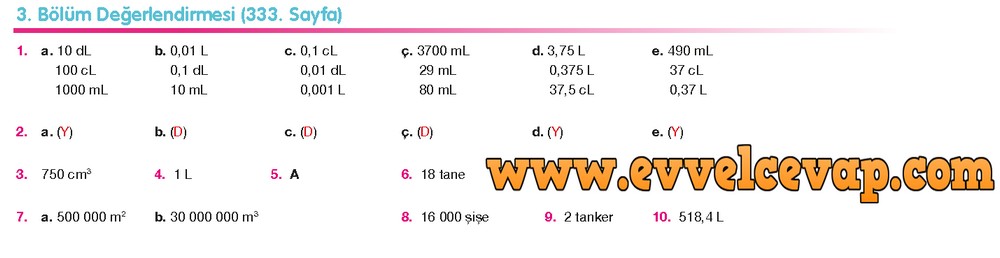 6. Sınıf Berkay Yayıncılık Matematik Ders Kitabı Sayfa 333 Cevabı