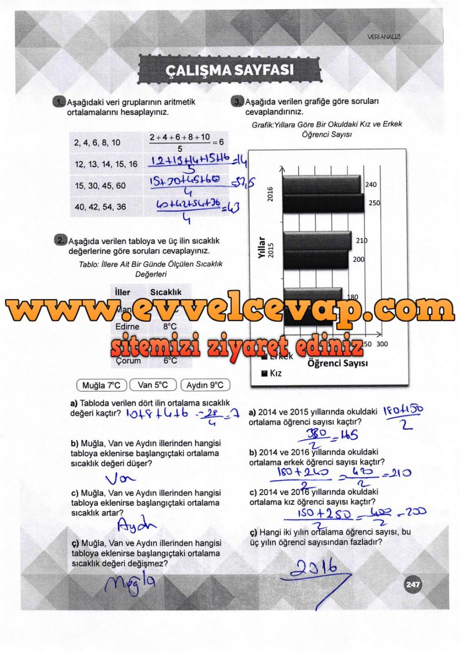 6. Sınıf Matematik Ders Kitabı Meb Yayınları Sayfa 247 Cevabı 2018-2019