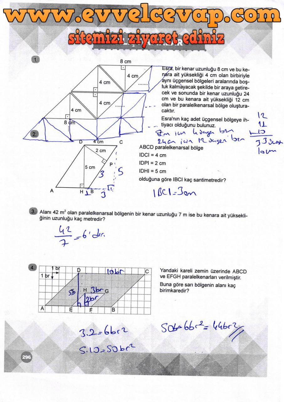 6. Sınıf Matematik Ders Kitabı Meb Yayınları Sayfa 296 Cevabı 2018-2019