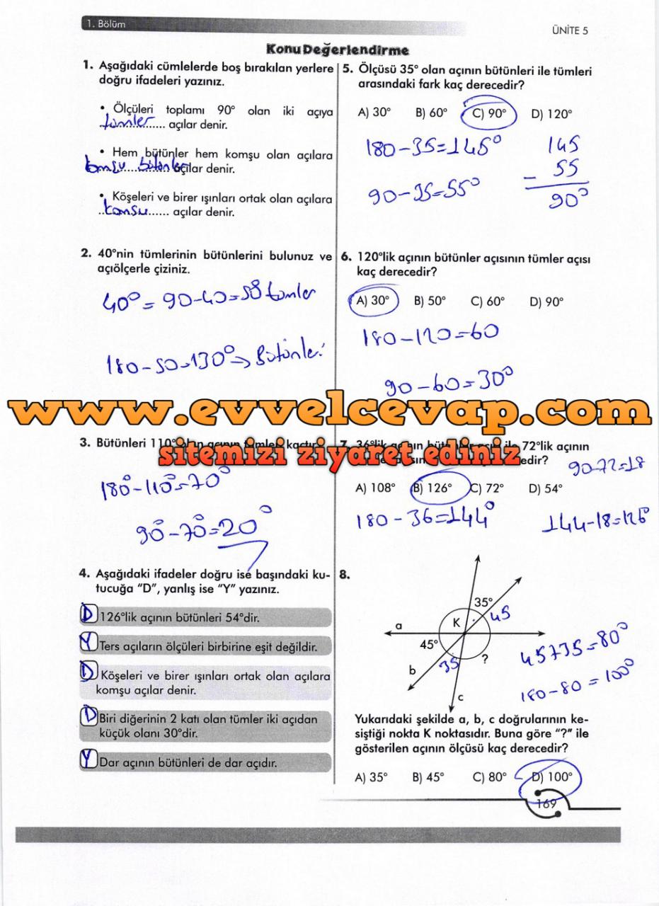 6. Sınıf Meb Yayınları Matematik Ders Kitabı Sayfa 169 Cevabı