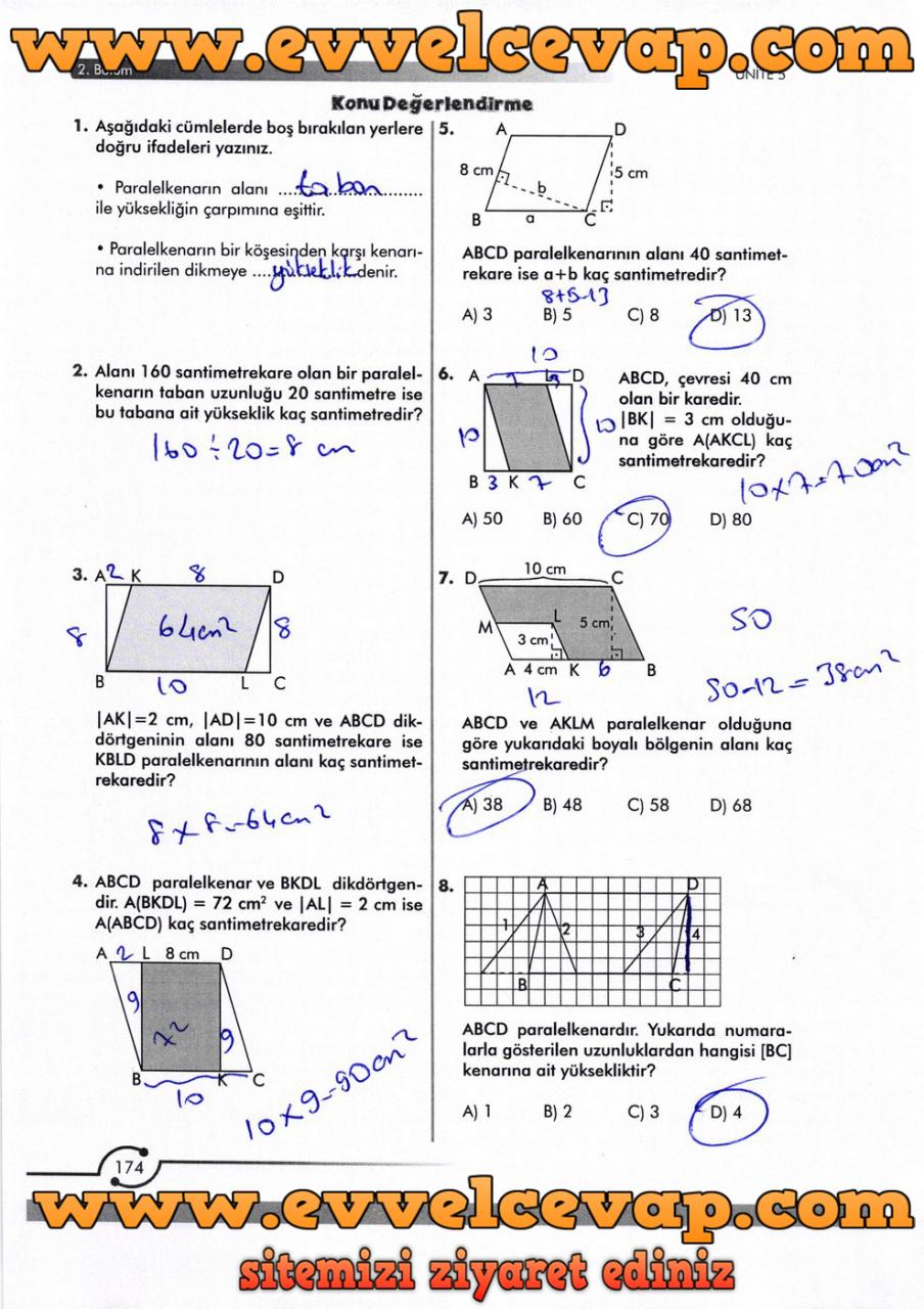 6. Sınıf Meb Yayınları Matematik Ders Kitabı Sayfa 174 Cevabı