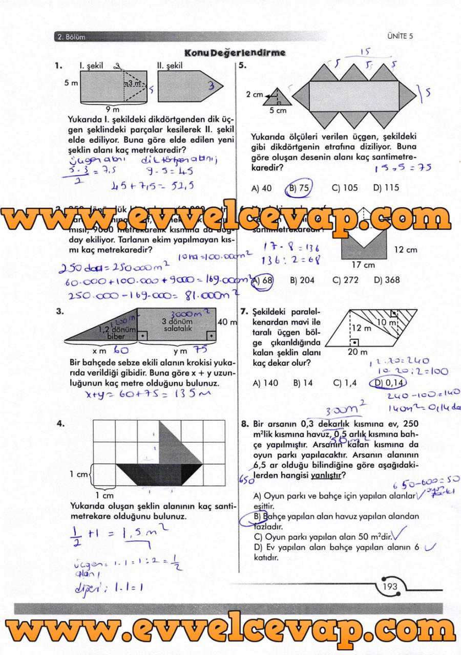 6. Sınıf Meb Yayınları Matematik Ders Kitabı Sayfa 193 Cevabı