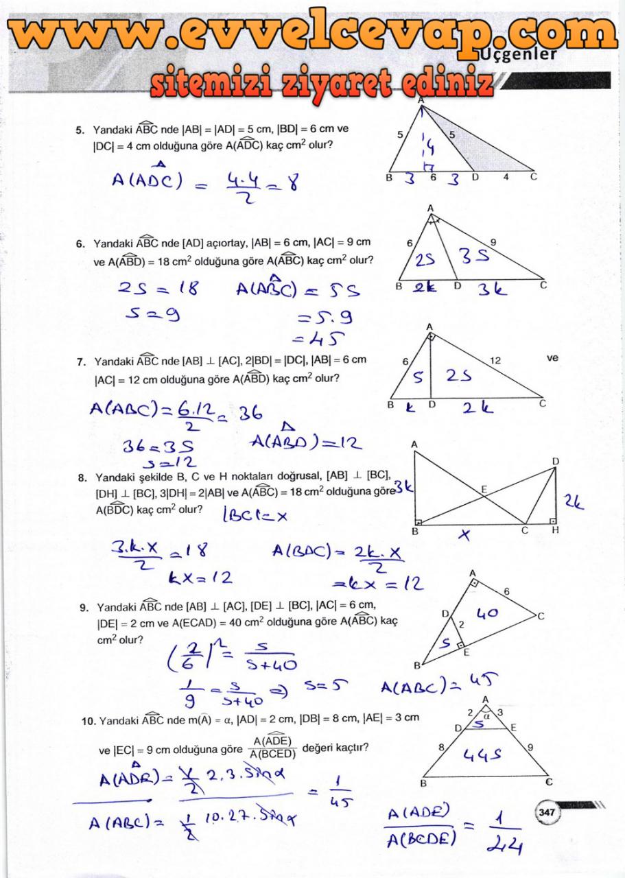 9. Sınıf Ödev Yayınları Matematik Ders Kitabı Sayfa 347 Cevabı