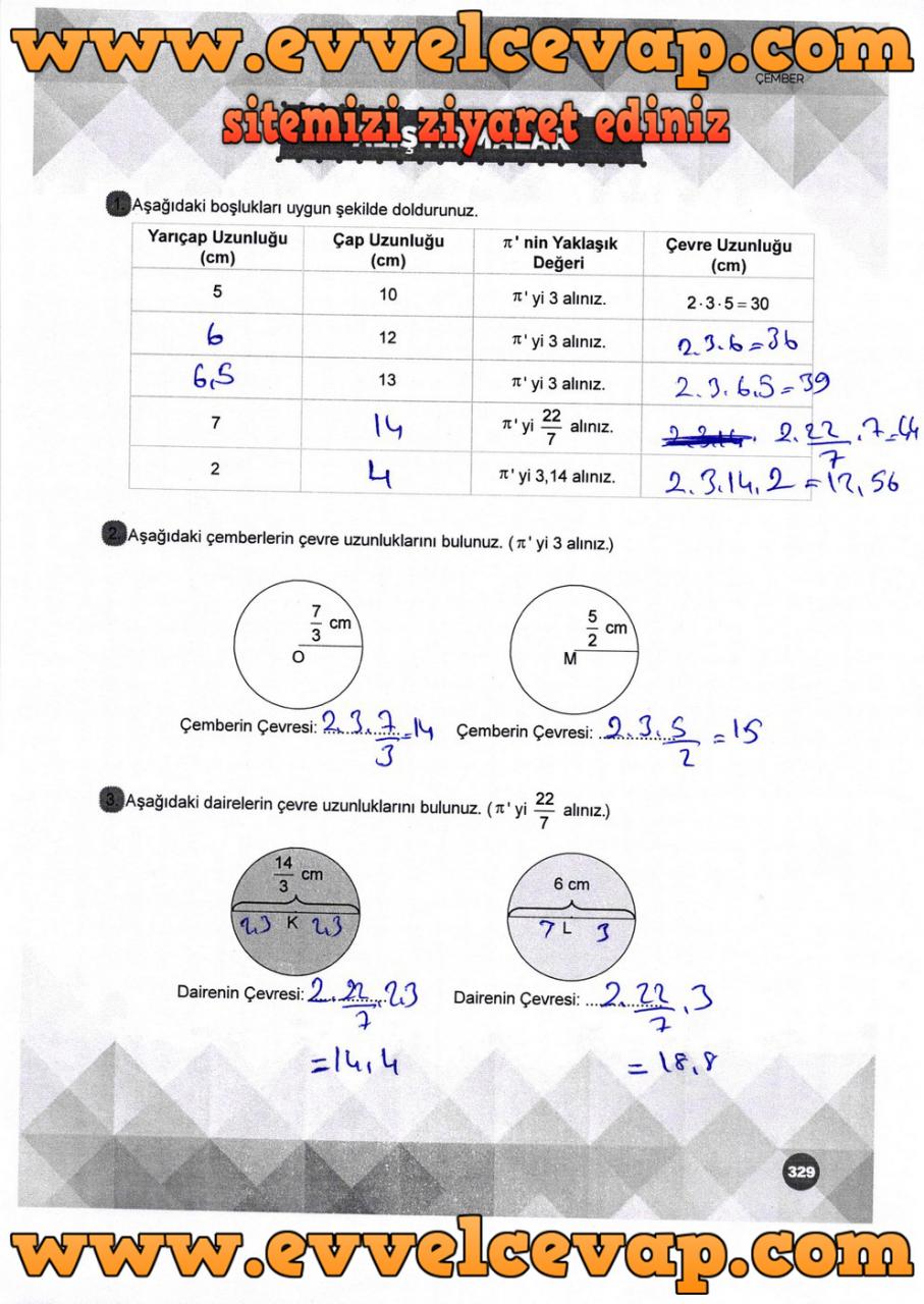 6. Sınıf Matematik Ders Kitabı Meb Yayınları Sayfa 329 Cevabı 2018-2019