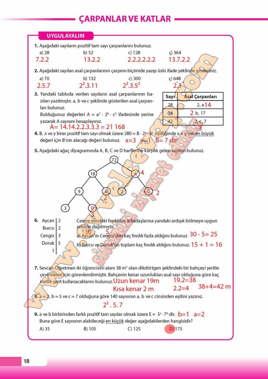 8. Sınıf Matematik Ders Kitabı Cevapları Sayfa 18 Meb Yayınları