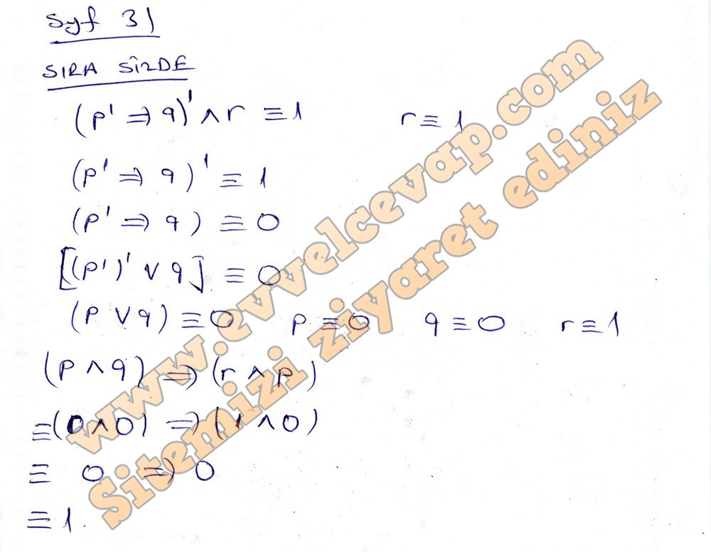 9. Sınıf Matematik Eksen Yayıncılık Ders Kitabı Sayfa 31 Cevapları
