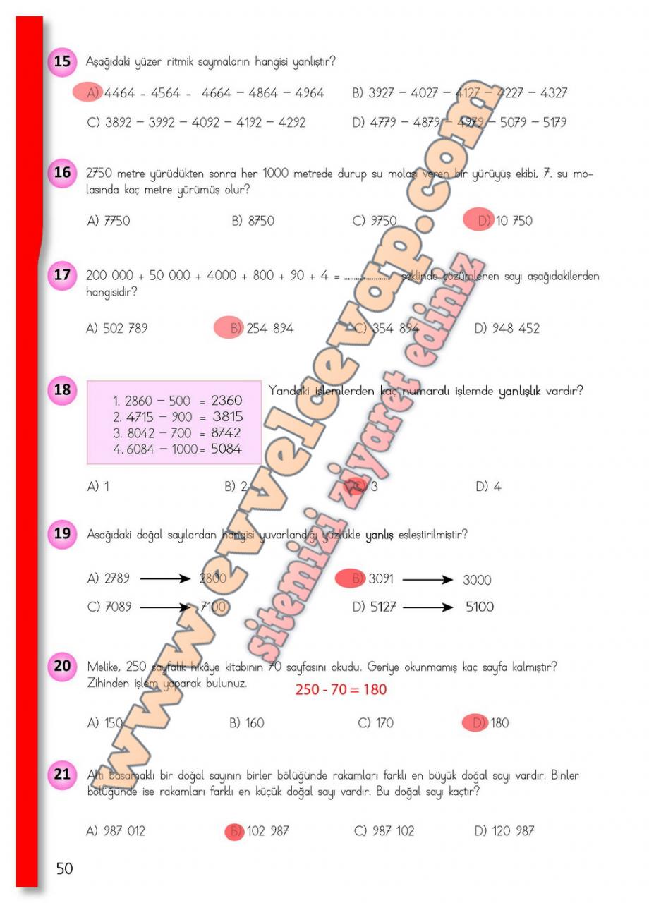 4. Sınıf Matematik Meb Yayınları Ders Kitabı Cevapları Sayfa 50
