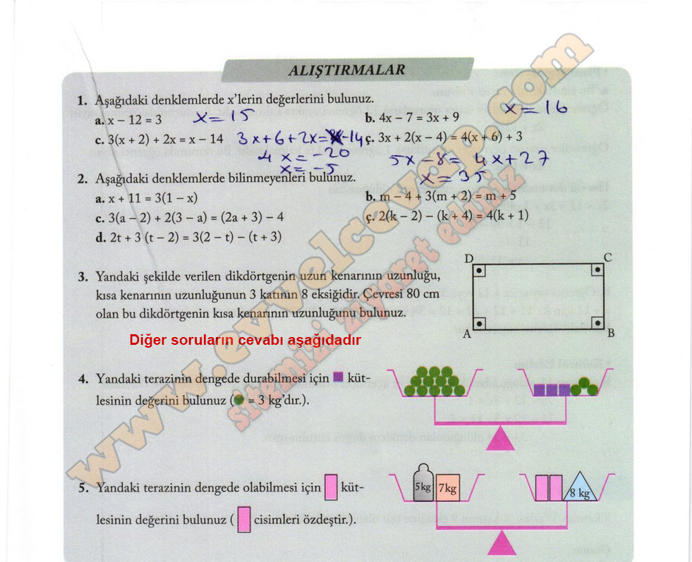 7. Sınıf Matematik Ekoyay Yayınları Ders Kitabı Sayfa 113 Cevapları