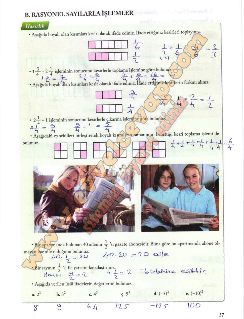 7. Sınıf Matematik Ekoyay Yayınları Ders Kitabı Sayfa 57 Cevapları