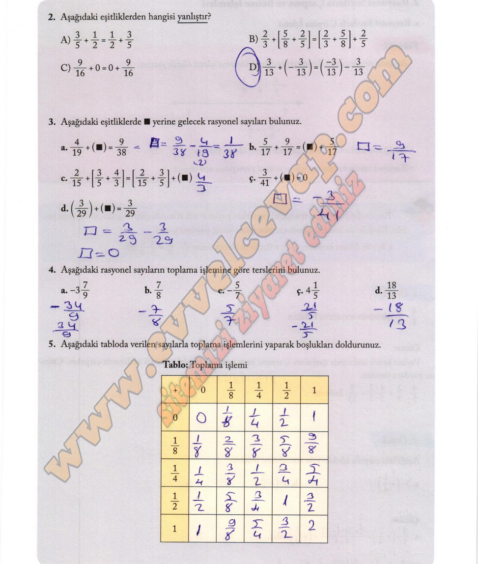 7. Sınıf Matematik Ekoyay Yayınları Ders Kitabı Sayfa 67 Cevapları