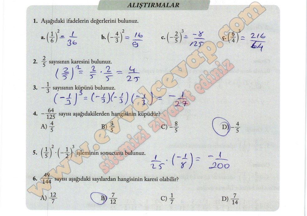 7. Sınıf Matematik Ekoyay Yayınları Ders Kitabı Sayfa 77 Cevapları