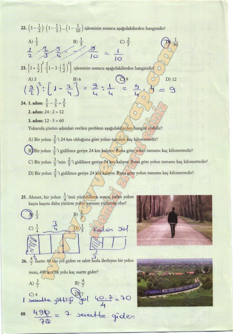 7. Sınıf Matematik Ekoyay Yayınları Ders Kitabı Sayfa 88 Cevapları